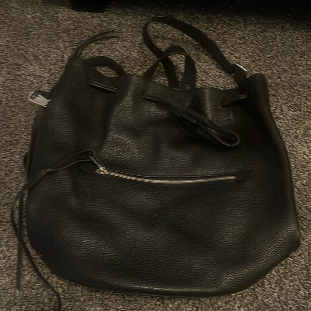 Black leather Rebecca Minkoff backpack purse